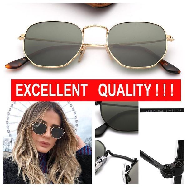 

hexagonal metal sunglasses fashion brand sunglasses mens designer sun glasses women glass uv protection lenses with leather case, White;black