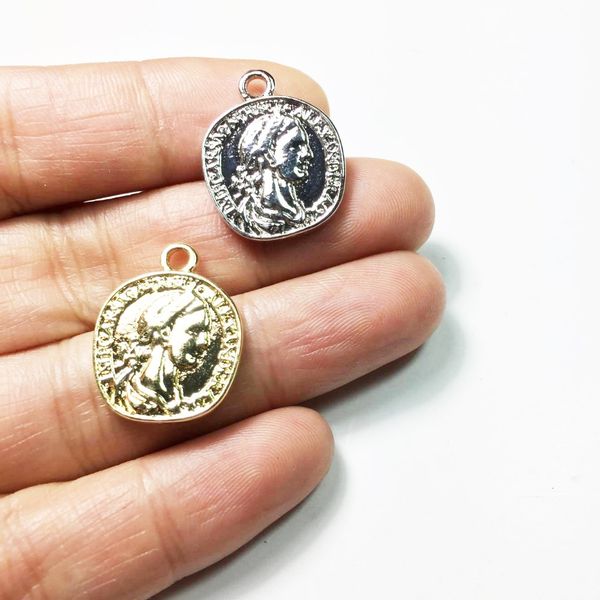 

eruifa 10pcs 17mm pretty man coin zinc alloy diy charms pendant jewelry handmade diy 2 colors, Bronze;silver
