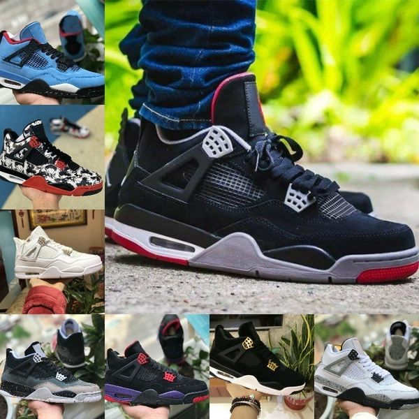 

Hot Sell 2019 New 4s Tattoo Black White Cement Graffiti Cactus Jack Raptors Mens Shoes cheap 4 Red Kaws Travis Scotts Royalty Bred Sneakers