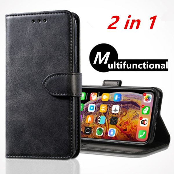 

detachable 2 in 1 leather magnetic wallet phone case cover with card slot and money clip for iphone samsung phone