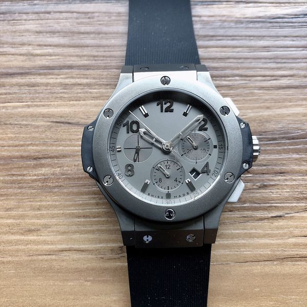 

sj factory multi-functional timing movement movement 4100 watch by 44mm imported rubber watchband 100m depth waterproof sapphire crystal gla, Slivery;brown