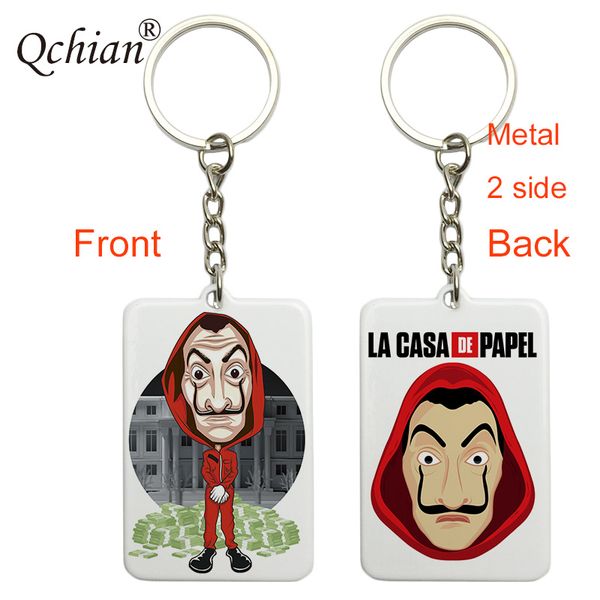 

spain tv la casa de papel metal keychains the house of paper keyring money heist dali women men jewelry 2 side different picture, Silver