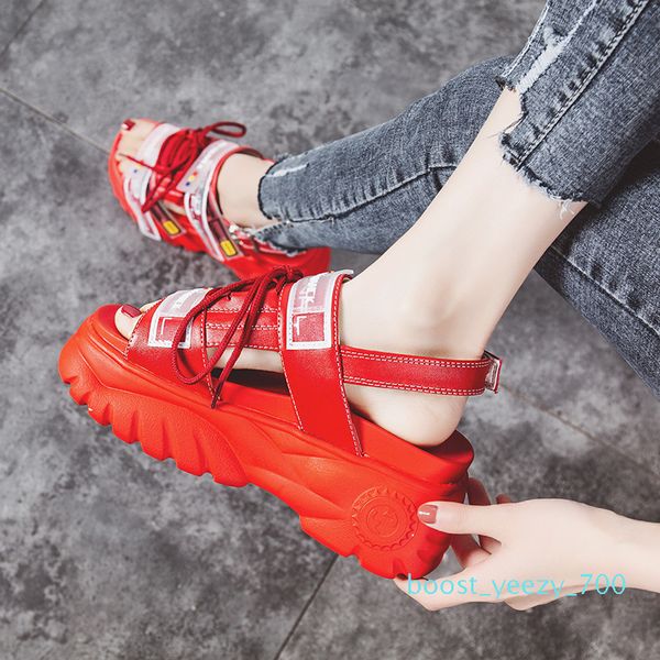 

wholesale price summer women sandals thick bottoms wedge platform sandals ladies ankle strap open toe shoes woman yellow white adf-0057 b70, Black