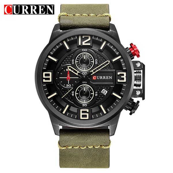 

new men watch curren luxury men brand creative chronograph male quartz wristwatch fashion sport waterproof male watch, Slivery;brown