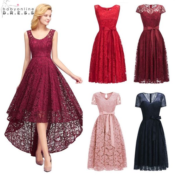 

illusion high low lace cocktail dresses elegant plus size 2-26w short party dresses vestidos coctel robe de cocktail, White;black