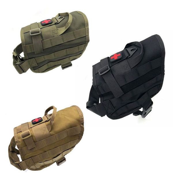 

tactical dog vest breathable gear dog clothes k9 harness adjustable training hunting molle vest harness nylon, Camo;black