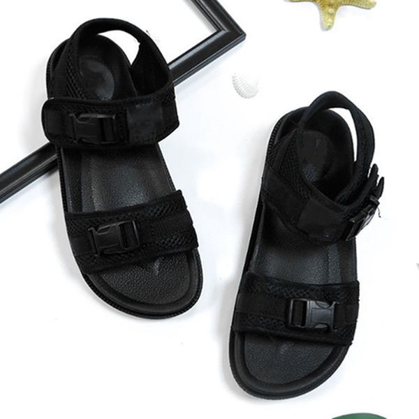 

men brand sandals summer shoes mesh flat heel pvc non-slip sole plus size snap-fastener solid color sportswear cool beachwear sports 0144, Black