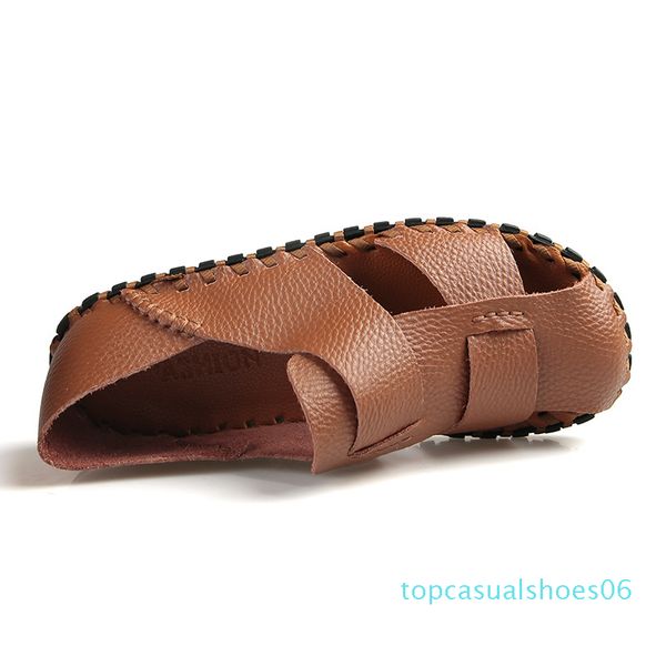 

genuine leather male beach sandalias masculina heren schoenen zapatos hombre loafers sapatos masculinos scarpe donna man shoes t06, Black