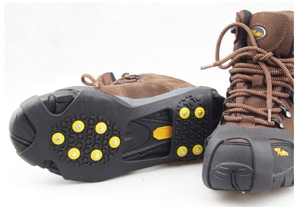 

10 steel studs ice cleats anti-skid snow ice climbing shoe spikes grips crampons cleats overshoes climbing gripper ice walking cleat 50pcs, Black;red