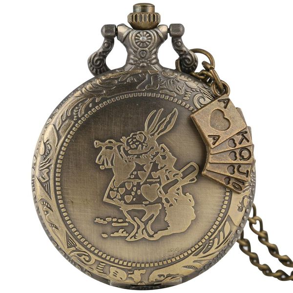 

classic bronze quartz pocket watch for men delicate pattern pocket watches practical alloy slim chain pendant watch, Slivery;golden