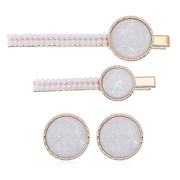 

[ddisplay]acrylic cat's eye stone hair clip earrings studs suit charming exaggerated alloy plating pearl hair clips jewelry accessories, Silver