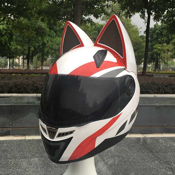 

2020 new arrival motorcycle helmet nitrinos brand full face helmet with lovely cat ears personality design safety women