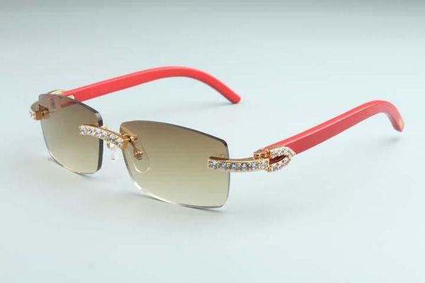 

2019 endless luxury diamond sunglasses 3524012 red natural wooden arm glasses, unisex, lens 3.0 thickness