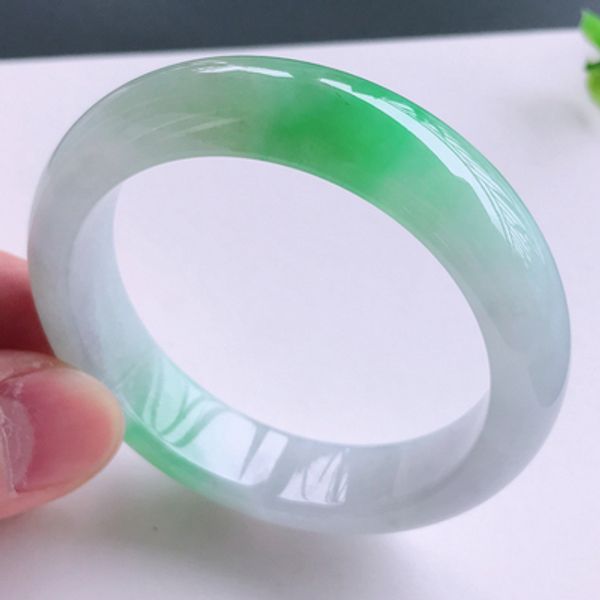 

zheru jewelry natural burmese jade light purple 54mm-64mm light green bracelet elegant princess bracelet gift, Golden;silver