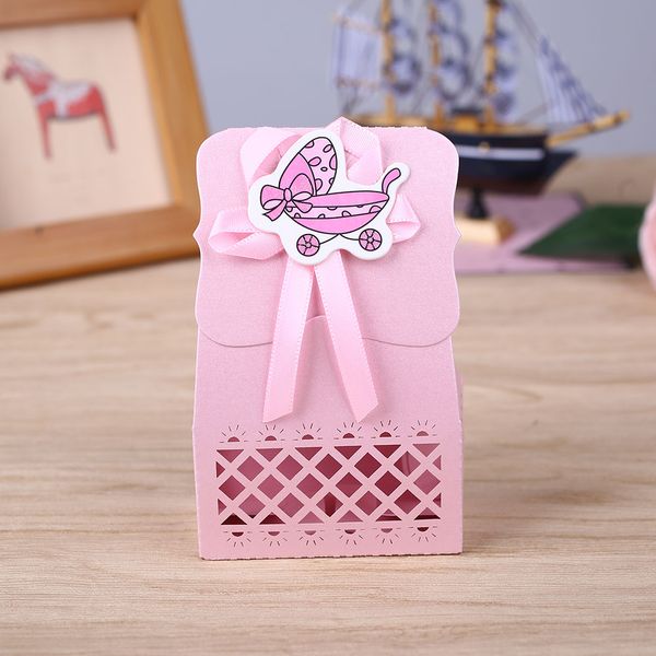 

12pcs baby infant birthday hollow laser sculpture baby carriage candy box decor