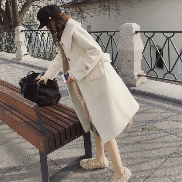 

mishow 2018 autumn and winter woolen coat female mid-long new korean temperament women's popular woolen coat mx18d9669 y190926, Black