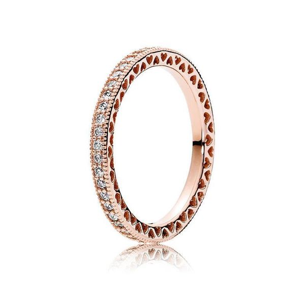 

8031-1 real 925 sterling silver cz diamond ring with logo and original box fit pandora style wedding ring engagement jewelry for women, Slivery;golden