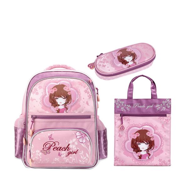 

brand orthopedic school bags for girls 2019 cartoon princess backpacks children school bag 3pcs/set kids larger capacity bookbag