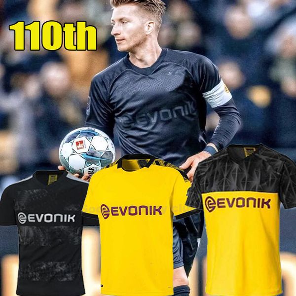 

thai bvb borussia dortmund 17 haaland 110th jersey 19 20 gotze reus pulisic witsel jersey paco alcacer football shirt men kit sets s-2xl, Black;yellow