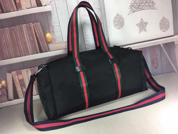 

2019 new technology cloth oblique handbag red and blue ribbon with nylon material fashionable and comfortable luggage 450983, Blue;gray