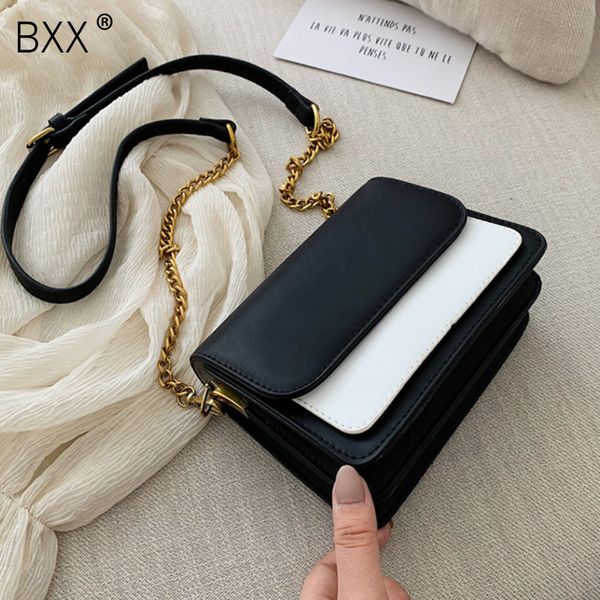 

bxx] contrast color pu leather crossbody bags for women 2020 spring travel handbag fashion simple shoulder messenger bag hl402