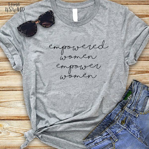 

empowered women empower t shirt aesthetic plus size feminist t shirt cotton short sleeve tee hipster grunge drop shipping, White