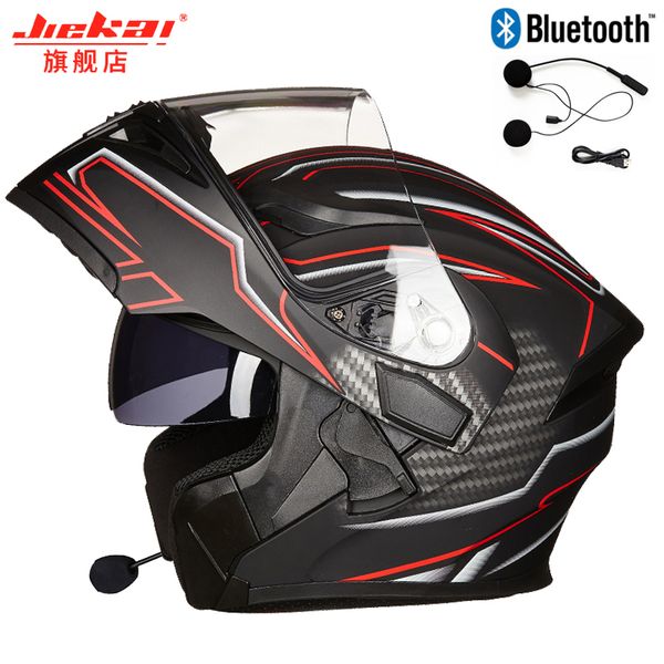 

motorcycle bluetooth helmet flip up motocicleta bt casco moto double visors casque motor bike capacete dot