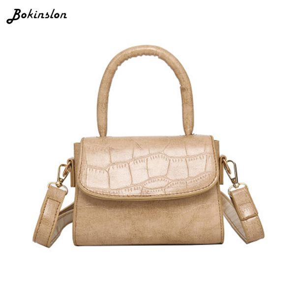 

bokinslon female messenger bag fashion portable split leather large capacity shoulder ladies casual bag