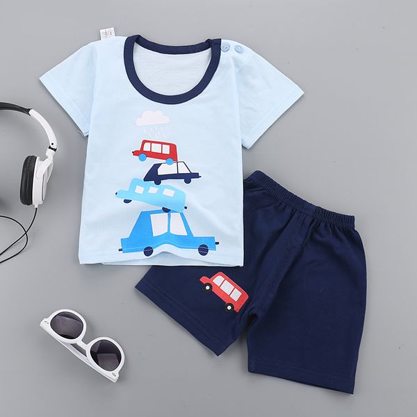 

boys girls suits 2020new cartoon summer baby boys clothes t-shirts shorts children girl clothing set cotton kids outfits, White