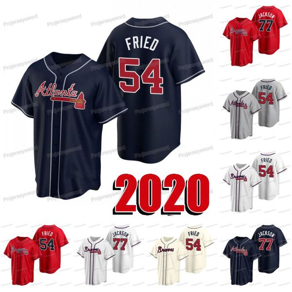 

atlanta 2020 new season 54 max fried jersey 77 luke jackson all stitched mens womens youth custom any name number baseball jerseys, Blue;black