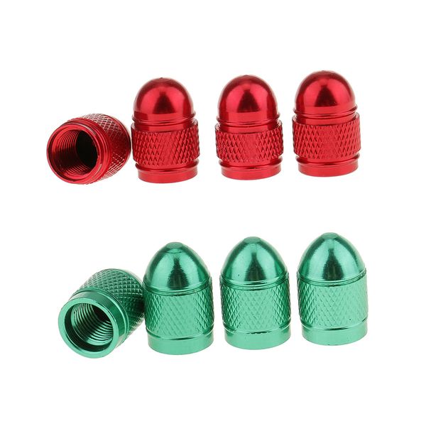 

8 pieces red green aluminum bullet tire valve stem air port cover cap
