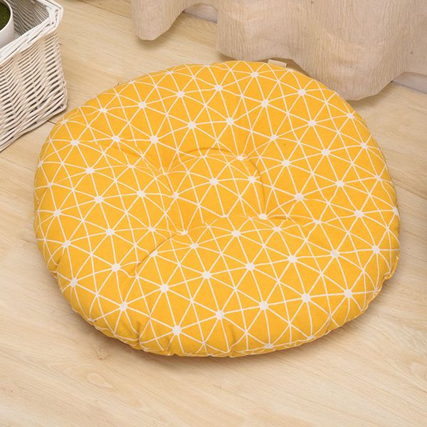 

durable home round printed simple geometry seat lightweight soft thickening chair cushion easy to clean cotton and linen fabric