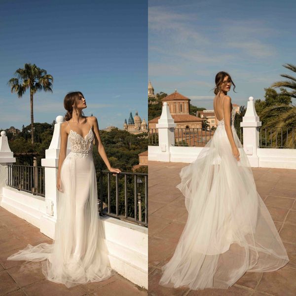 

свадебные платья muse by berta сексуальные бретельки-бретельки без рукавов и без спинки кружевные аппликации свадебные платья с скользящим ш, White