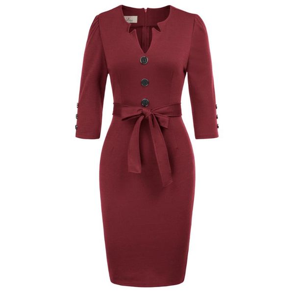 

women slim bodycon wear to work belted office lady pencil cocktail midi dress, Black;gray