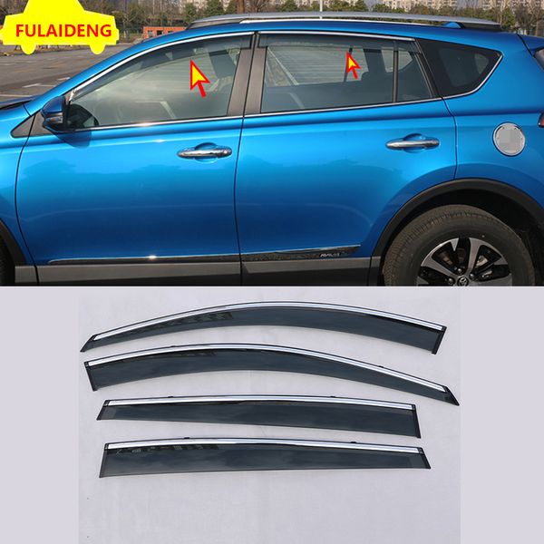 

4pcs for toyota rav4 2014-2018 chrome door window vent visors rain guards deflector car styling accessories
