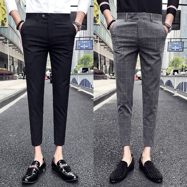 

men's shorts plaid pants trend casual skinny 9 small suit england, White;black