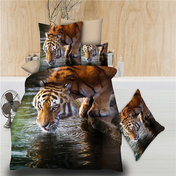 

nordic style 3d printed bedclothes duvet cover sheet pillowcase bed linens set wild tiger pattern king bedding set adults