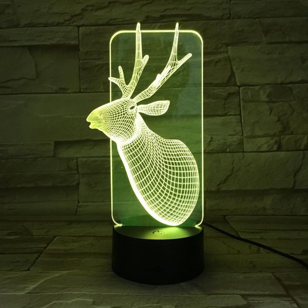

christmas deer led night light 3d illusion 7 color changing child kids girl gift animals elk desk night lamp bedside decoration