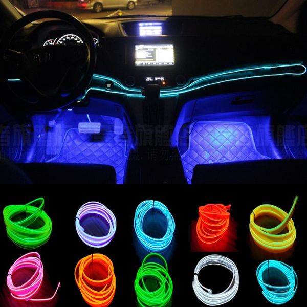 

jingxiangfeng 2meter interior refit light clamping-edge el wire flexible neon car decorate with 12v cigarette lighter drive
