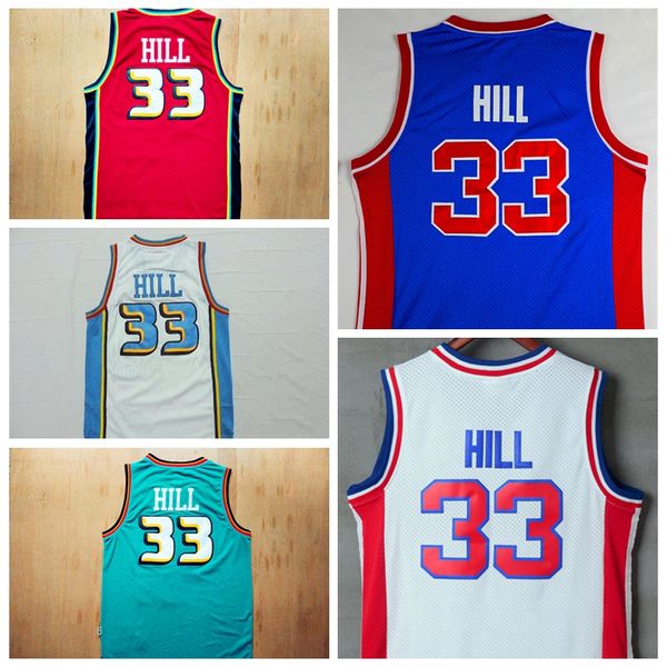 

#33 grant hill jerseys blue red white stitched grant hill shirts mens wholesale drop shipping, Black;blue