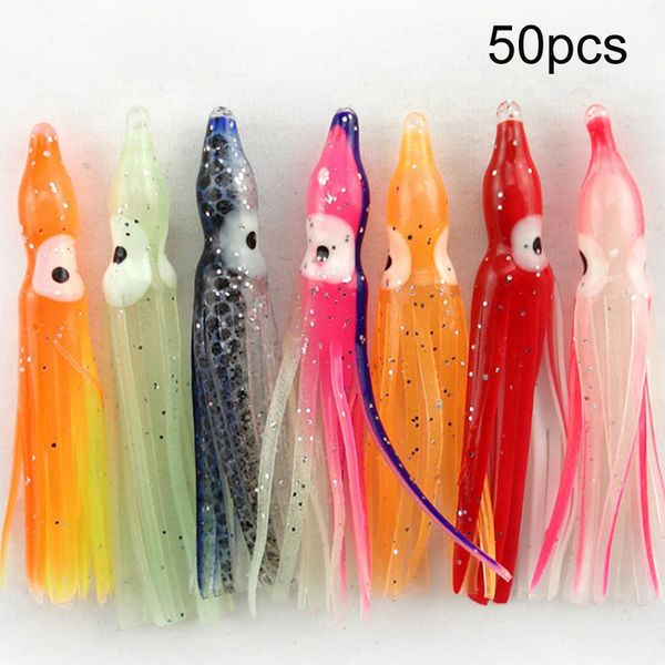 

50pcs/100pcs 5cm fishing lures tackles artificial ocs squid shaped baits