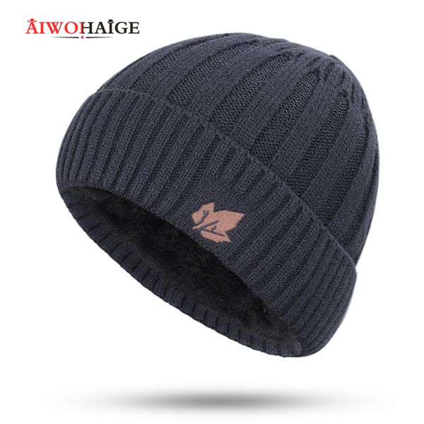 

2019 the new multi-piece hat winter man caps warm thicken hedging cap knit beanie 2 pieces set plush wholesale vintage, Blue;gray