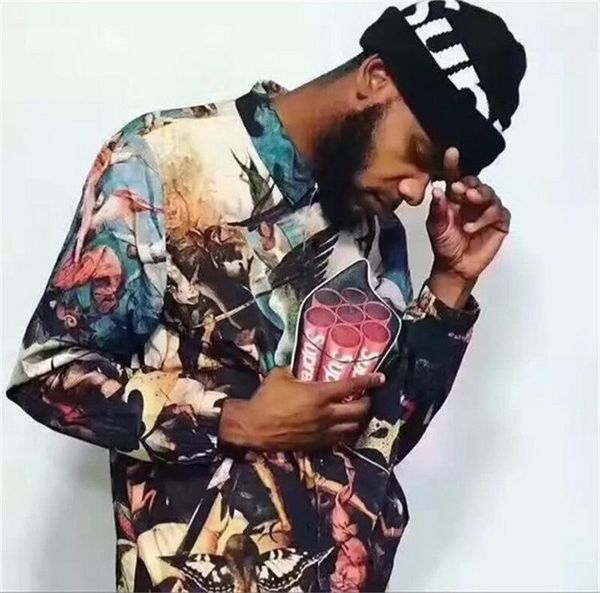 

16fw undercover x box logo jackets the fall of the rebel angels oil painting fashion outerwear men women couple coats, Black;brown