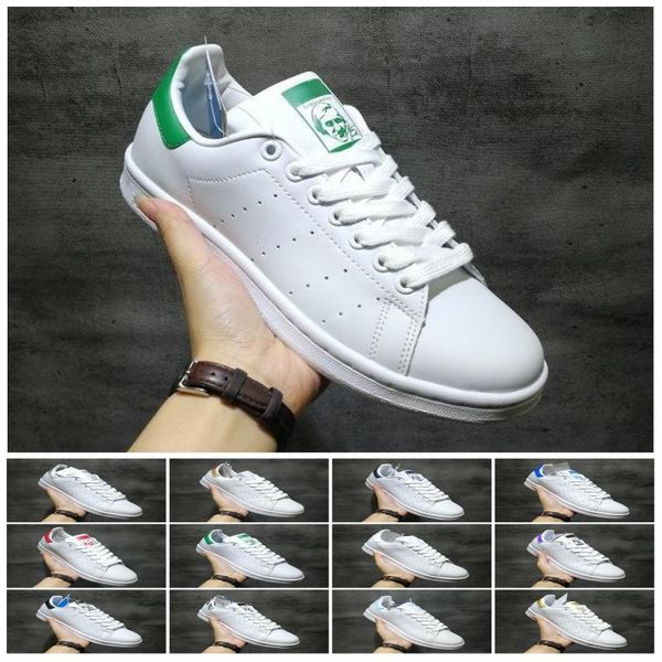 

2019 New designer smith men women casual shoes green black white blue red pink silver mens stan fashion leather shoe flats sneakers