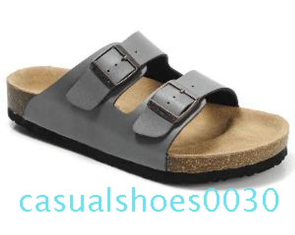

new mens flat sandals women shoes with buckle famous brand summer beach genuine leather slippers with orignal shoesbox c30, Black