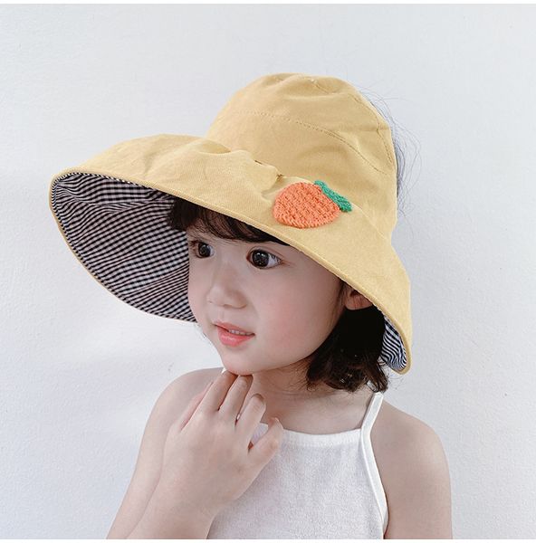 Yaz Çocuk Güneş Visor Çocuk Erkek Kız Plaj Şapka Kadın Çilek Ananas Ayçiçeği Nakış Güneş Gölge Ebeveyn-Çocuk Kap S138