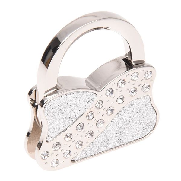 

silver tone allover glitter foldup hanger handbag hook