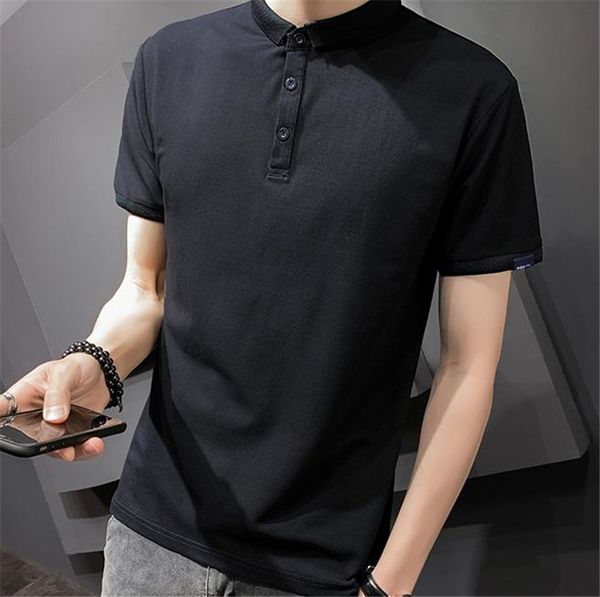 

solid color mens designer polos fashion slim short sleeve lapel neck mens tees casual males clothing, White;black