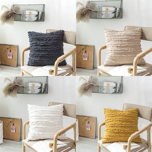 

white floral tassel cushion cover 45x45 soft fluffy pillow covers decorative pillows for sofa couch yellow pillowcase home decor