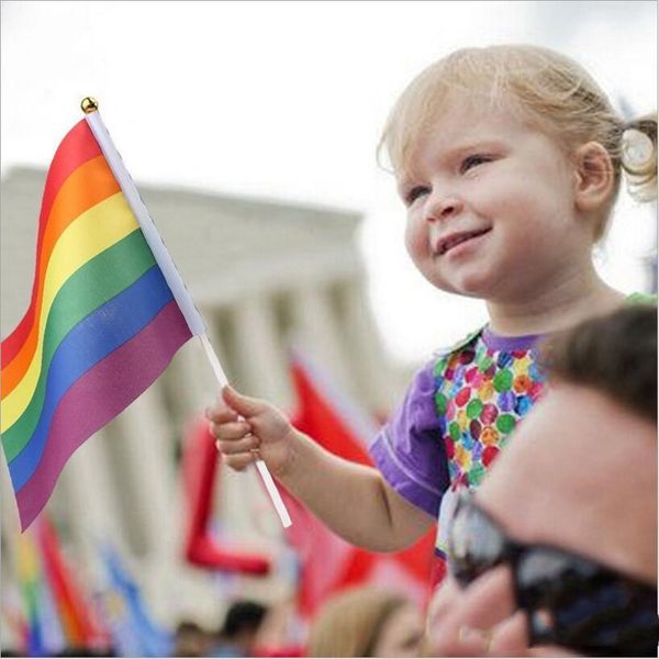 

rainbow flag homosexuality color stripes hand flags party parade celebration articles banner flags 14x21cm small size ysy120q